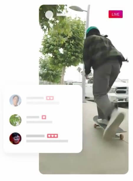 Muestra de cómo se verían las insignias de Instagram Live