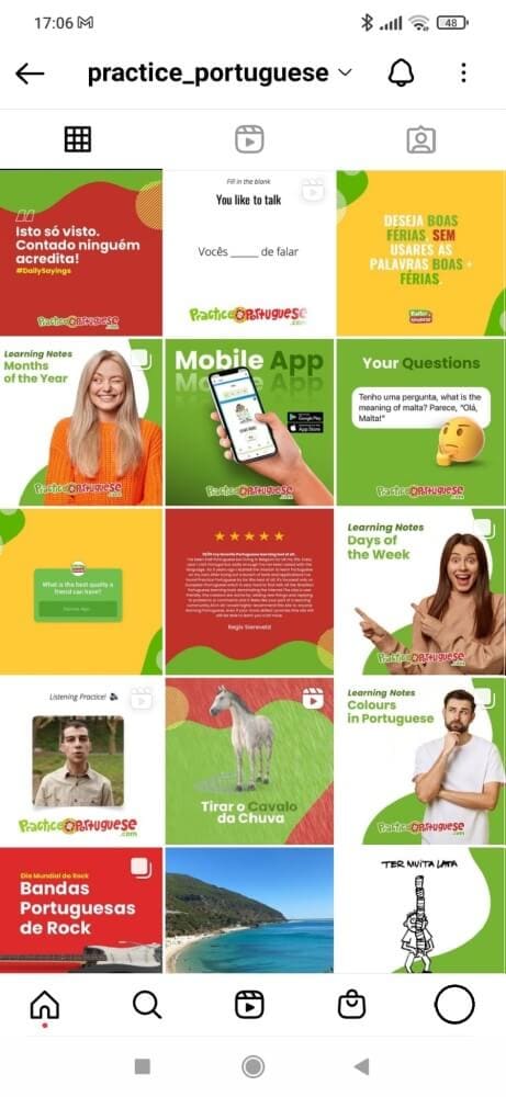 Feed de Instagram con unificación de colores y formas