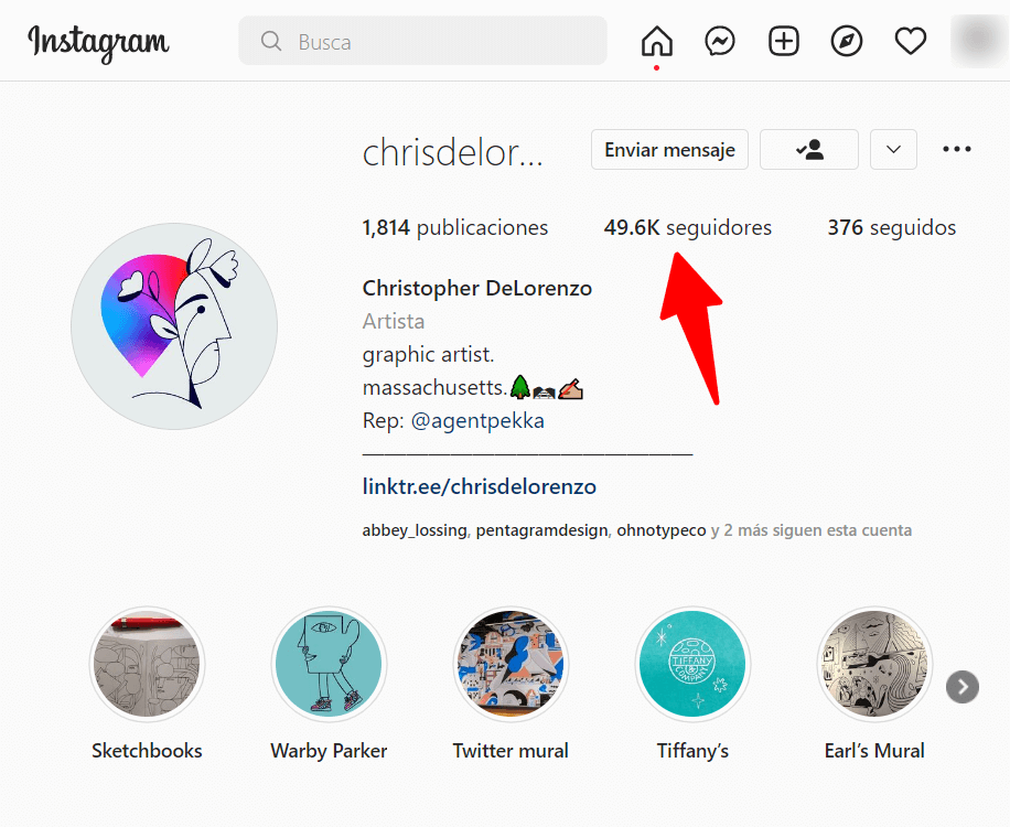 Dónde se ve el número de seguidores total en una cuenta de Instagram