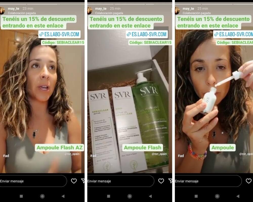 3 Stories de Instagram sobre cosméticos etiquetadas como 